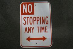 Sign-No Stopping Anytime, stock number S-0326