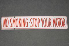 Sign-No Smoking Stop Your Motor, stock number S-0348a