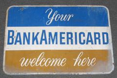 Sign-period-2 sided-Your Bankamericard Welcome Here, stock number S-0459