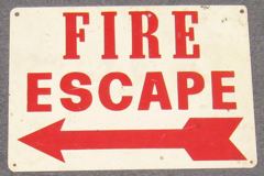 Sign-Fire Escape <----, stock number S-0486