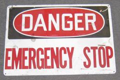 Sign-Danger Emergency Stop, stock number S-0498