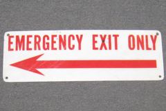 Sign-Emergency Exit Only <------, stock number S-0523