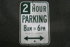 Sign-2 Hour Parking 8am TO 6pm Except Sunday, stock number S-0569