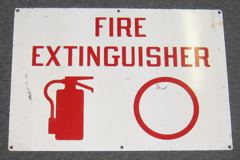Sign-Fire Extinguisher V w/ picture of fire extinguisher, stock number S-0628