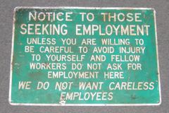 Sign-Notice To Those Seeking Employment. metal, stock number S-0651