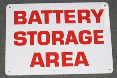 Sign-Battery Storage Area, stock number S-0734