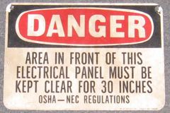 Sign-Danger Area In Front Of This Electrical Must Be Kept Clear For, stock number S-0826