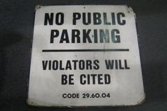 Sign-No Public Parking Violators Will Be Cited- masonite - blk/wht, stock number S-1039