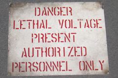 Sign-Danger Lethal Voltage Present Authorized Personnel Only, stock number S-1042