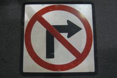 Sign-international symbol for no right turn, stock number S-1057