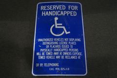Sign-Reserved for Handicapped Unauthorized Vehicles Not Displaying, stock number S-1070