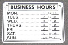 Sign-Business Hours, stock number S-1082