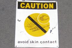 Sign-Caution Avoid Skin Contact, stock number S-1100