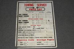 Sign-Towing Service Price List, stock number S-1134
