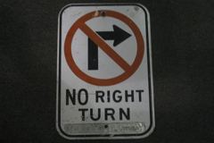 Sign-No Right Turn - w/ symbol for no right turn, stock number S-1172