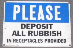 Sign-Please Deposit All Rubbish In Receptacles Provided, stock number S-1187