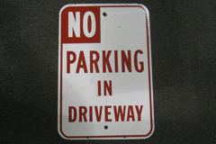 Sign-No Parking In Driveway, stock number S-1240