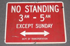 Sign-No Standing 3AM-5AM Except Sunday, stock number S-1246