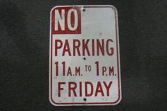 Sign-No Parking 11am To 1pm Friday, stock number S-1253