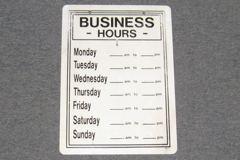 Sign-Business Hours, stock number S-1278a
