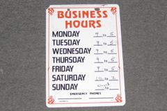 Sign-Business Hours, stock number S-1278b