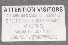 Sign-Attention Visitors All Children Must Be Under The Direct, stock number S-1287