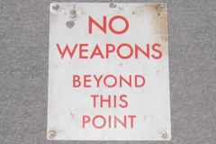 Sign-No Weapons Beyond This Point, stock number S-1291