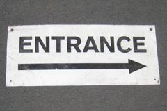 Sign-Entrance -------> metal - 24 x 10, stock number S-1303