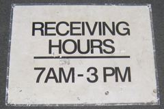 Sign-Receiving Hours 7AM - 3PM, stock number S-1326