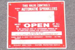 Sign-This Valve Controls Automatic Sprinklers, stock number S-1333