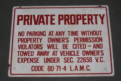 Sign-Private Parking No Parking At Any Time Without Property Owner's, stock number S-1337