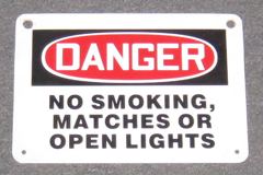 Sign-Danger No Smoking Matches Or Open Lights, stock number S-1351