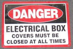 Sign-Danger Electrical Box Covers Must Be Kept Closed At All Times, stock number S-1416