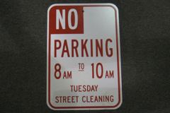 Sign-No Parking 8:am to 10:am Tuesday Street Cleaning, stock number S-1437