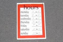 Sign-Hours Monday - Sunday _____, stock number S-1488