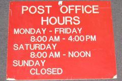 Sign-Post Office Hours red/wht 19"x15", stock number S-1553