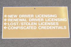 Sign-New driver licensing/ Renewal driver licensing... cardboard, stock number S-1655