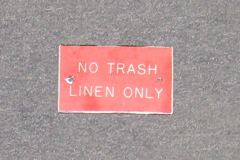 Sign-No Trash Linen Only, stock number S-1676