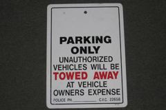 Sign-Parking Only Unauthorized Vehicles Will Be Towed Away At Vehicle, stock number S-1717