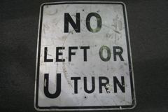 Sign-No Left Or U-Turn, stock number S-1900