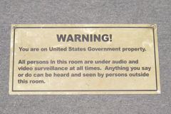 Sign-Warning! You Are On Government Property... Tan laminate w/ black, stock number S-1939