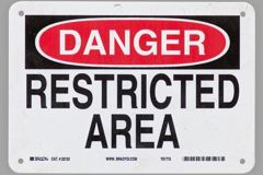 Sign-Danger-Restricted Area, stock number S-2033