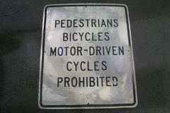 Sign-Pedestrians Bicycles Motor-Driven Cycles Prohibited, stock number S-2077