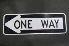 Sign-ONE WAY <---, stock number S-2097b