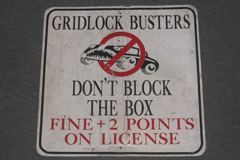 Sign-Gridlock Busters Don't Block The Box Fine + 2 Points On License, stock number S-2108