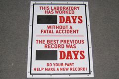 Sign-This Laboratory Has Worked _ Days Without A Fatal Accident..., stock number S-2169