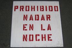 Sign-Spanish-Prohibido Nadar En La Noche, stock number S-2206
