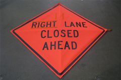 Sign-Right Lane Closed Ahead, stock number S-2218