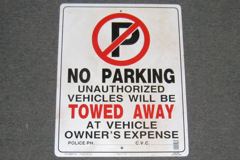 Sign-No Parking Unauthorized Vehicles Will Be Towed Away, stock number S-2235