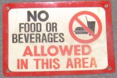 Sign-No Food Or Beverages Allowed In This Area, stock number S-2251